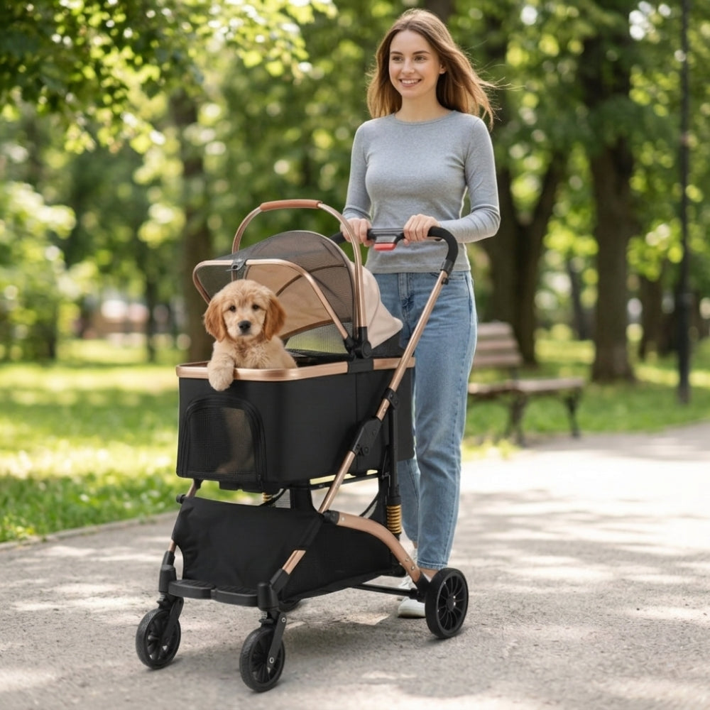 poussette-pour-chien-pliable-tout-terrains-noir-et-bronze-promenade