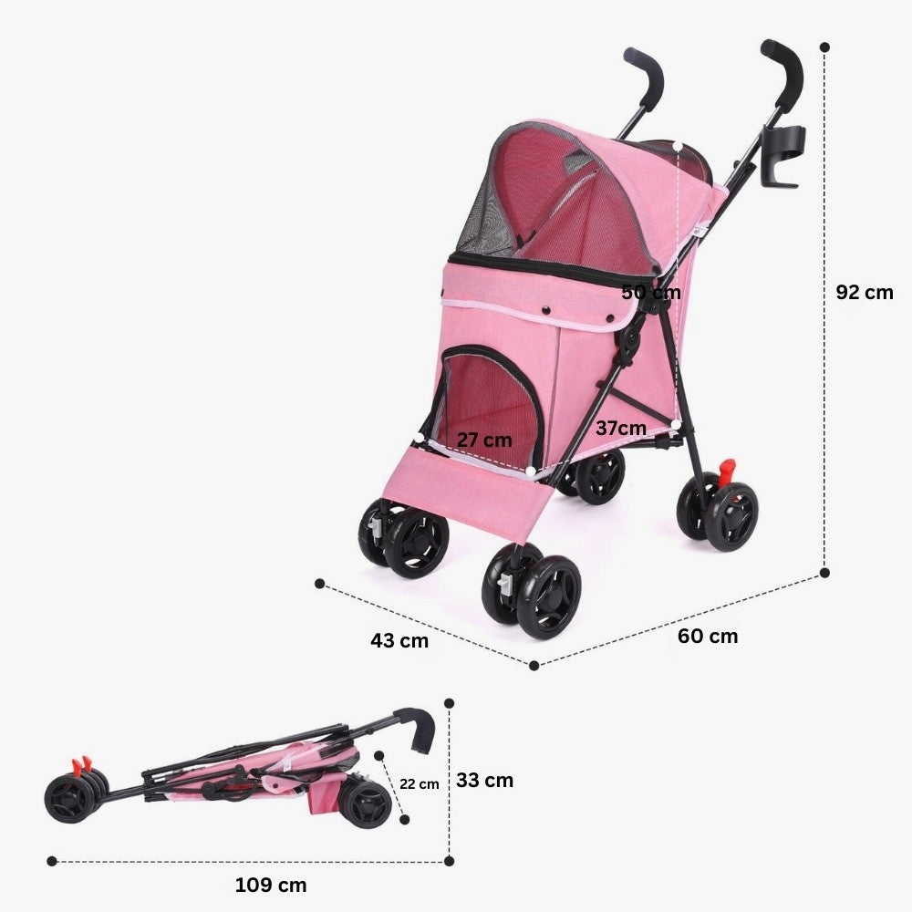 poussette-pour-petit-chien-pliable-rose-dimension
