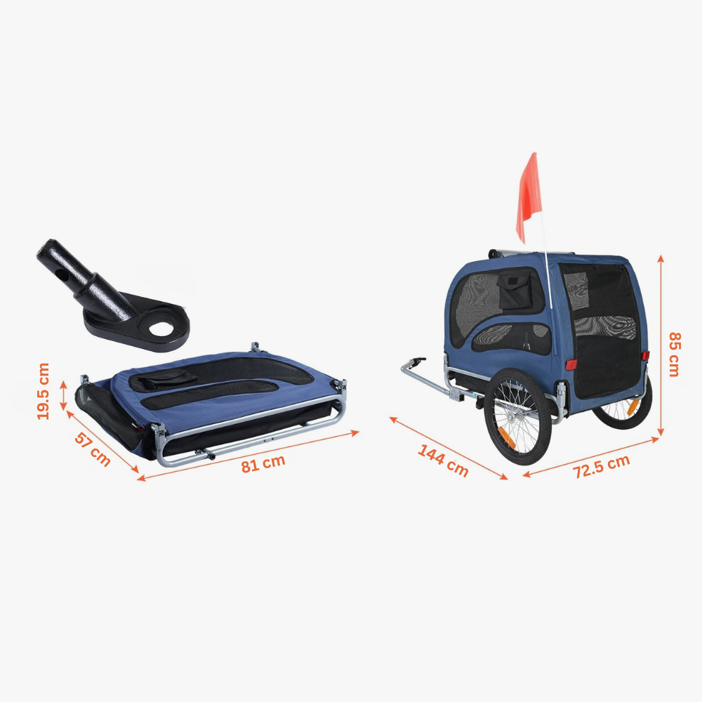 remorque-de-velo-pour-chien-bleue-dimensions