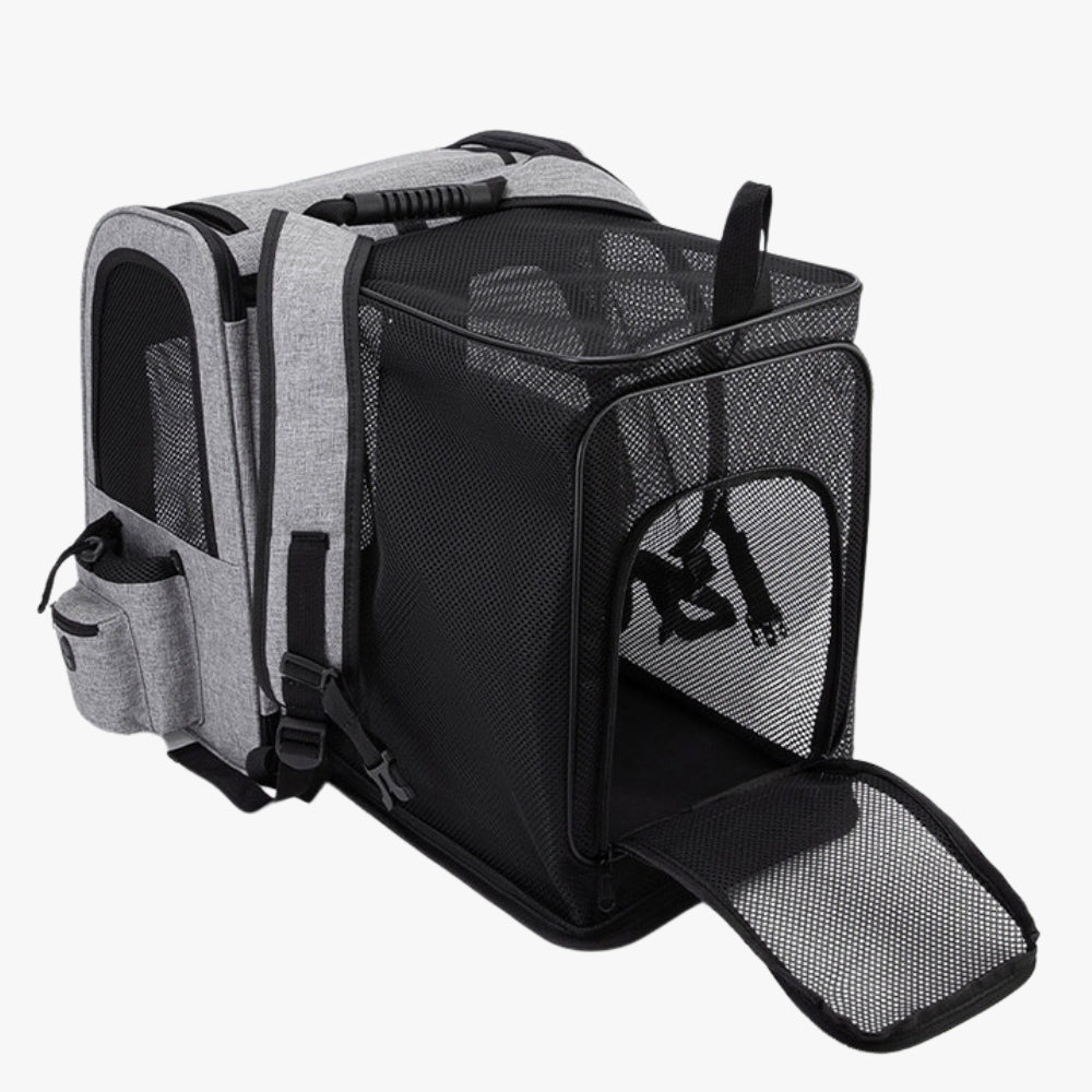 sac-a-dos-pour-petit-chien-convertible-lit-moustiquaire-deplie-ouverture